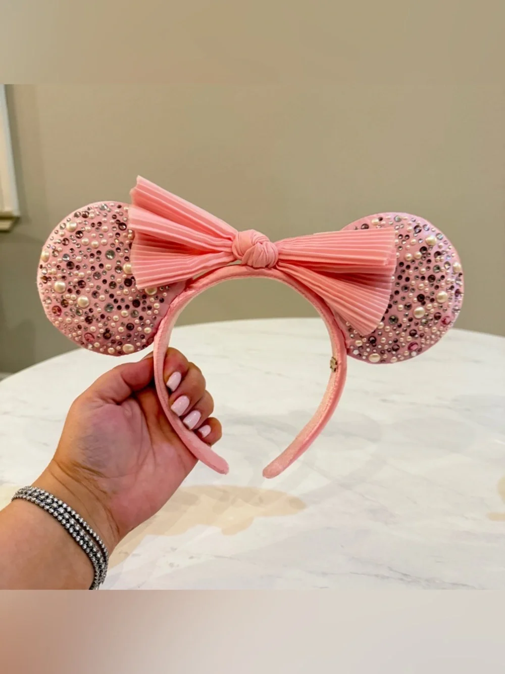 NEW Disney Minnie Mouse Pink Rhinestone Ear Headband Adult BaubleBar